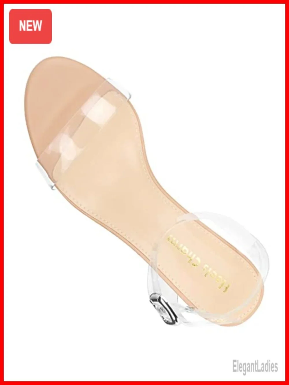Women's Strappy Clear Chunky Block Low Heeled Sandals Open Toe Ankle Strap
